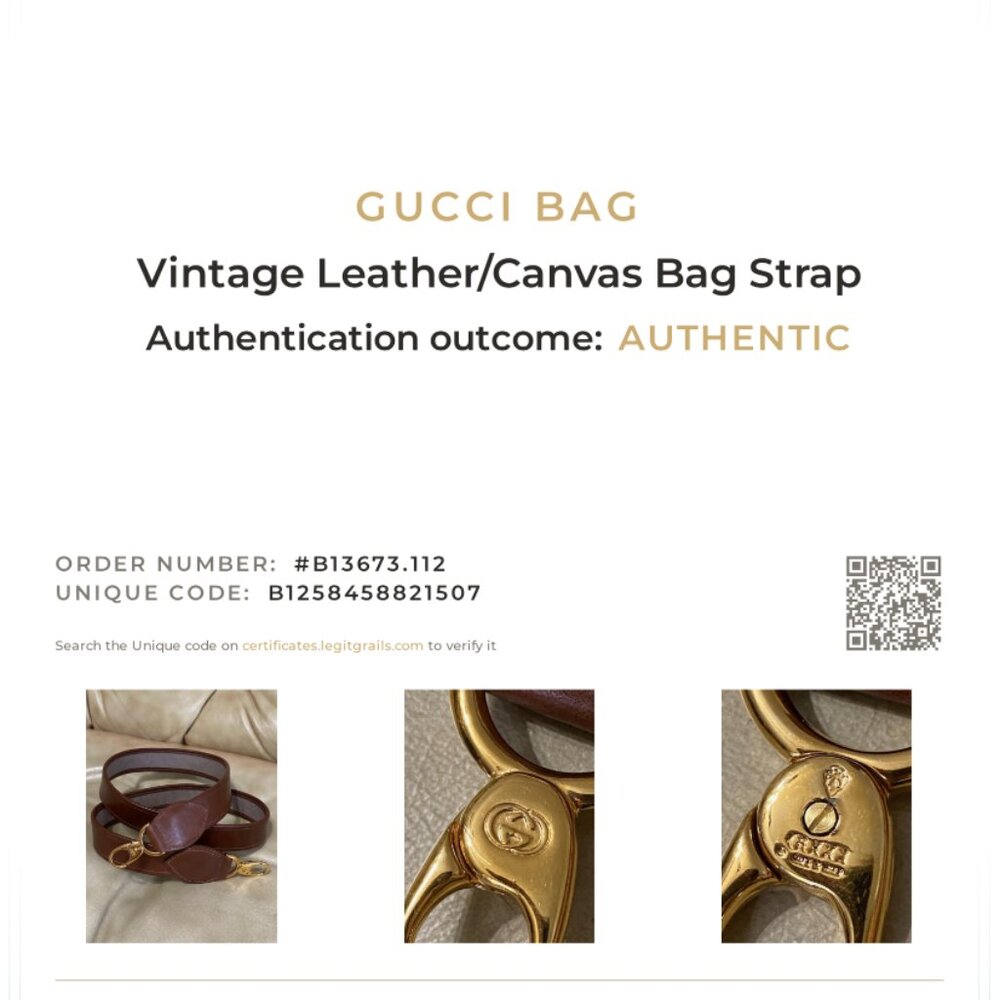 COA Gucci Replacement Strap Vintage Leather for Briefcase or Bag - Picture 2 of 9